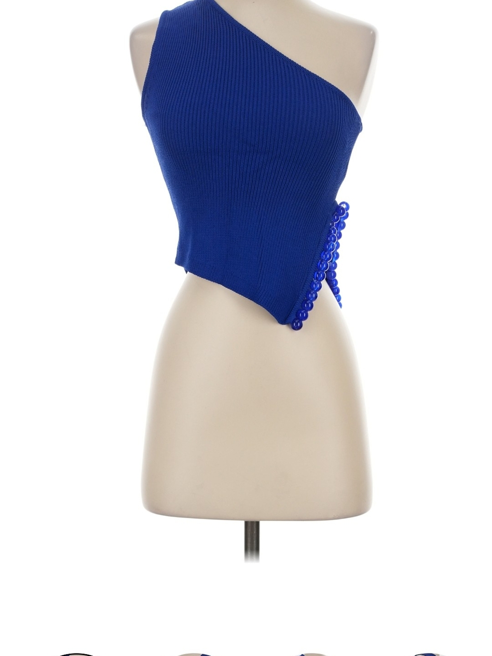Zara Asymmetrical Knit Crop Top Blue Small Like New